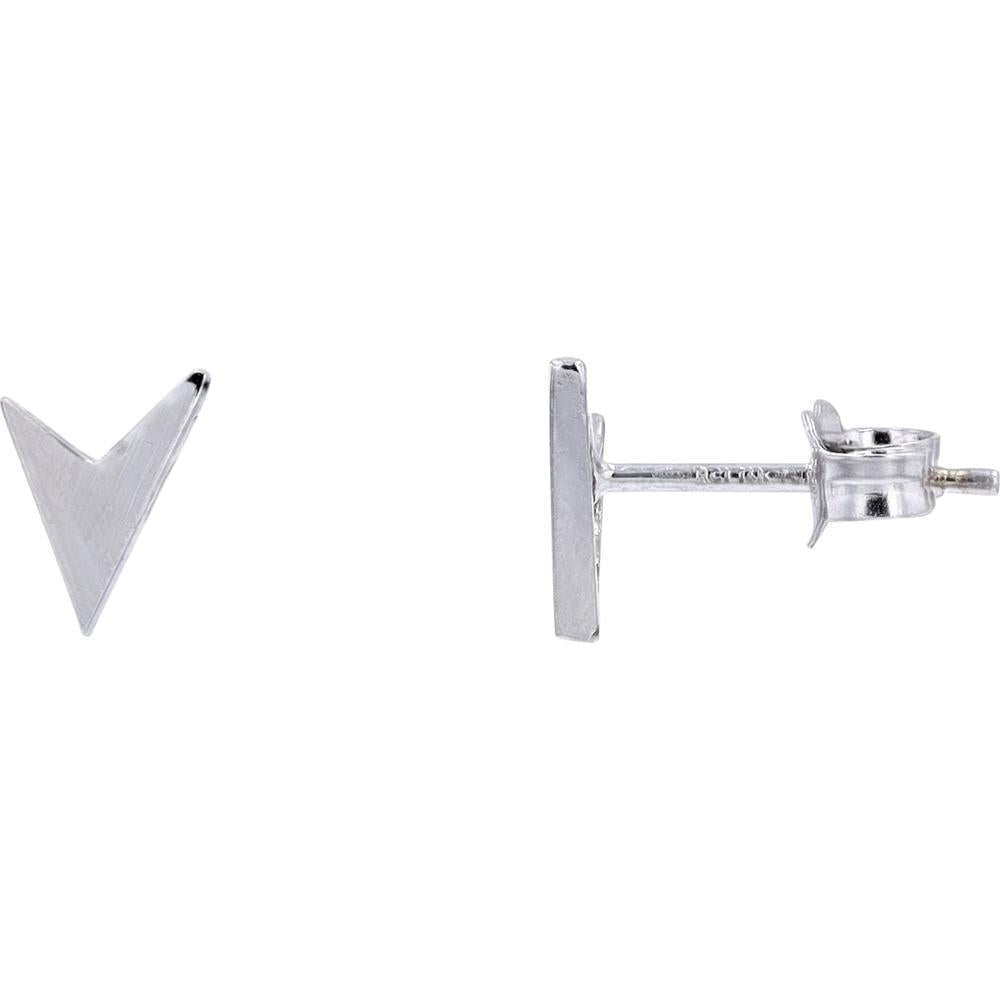 14K White Gold Geometric ‘V’ Stud Earrings