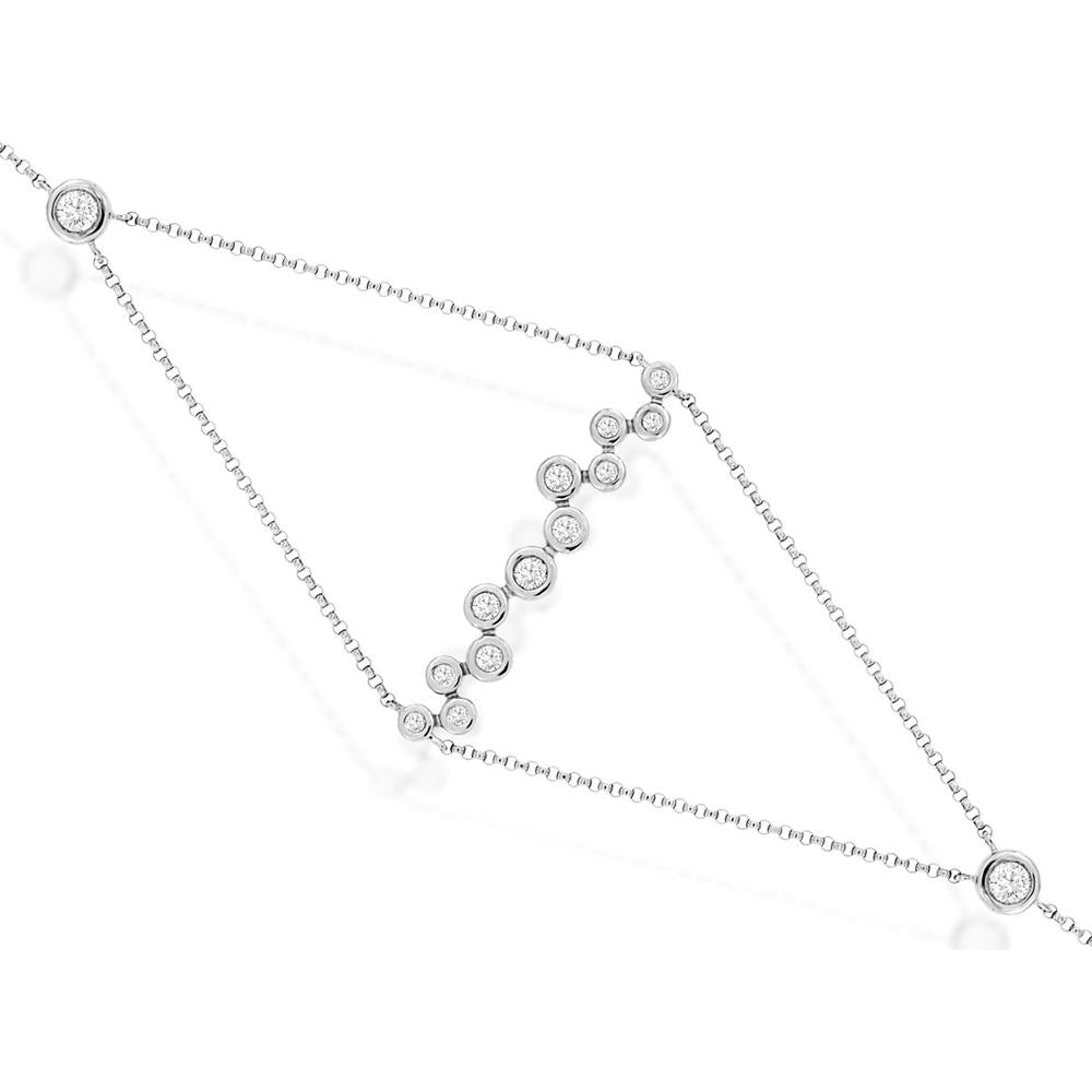 14K White Gold Geometric Zigzag Diamond Bracelet with Bezel Set Round Diamonds - 0.50 Carat Total Diamond Weight - Royal Jewelry