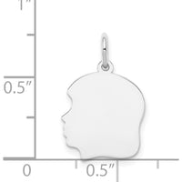 14K White Gold Girl Charm - Engravable Left-Facing Pendant by Oro Pregiato