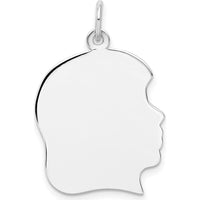 14K White Gold Girl Charm - Engravable Personalized Pendant - 26mm Length by Oro Pregiato