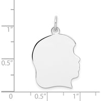 14K White Gold Girl Charm - Engravable Personalized Pendant - 26mm Length by Oro Pregiato