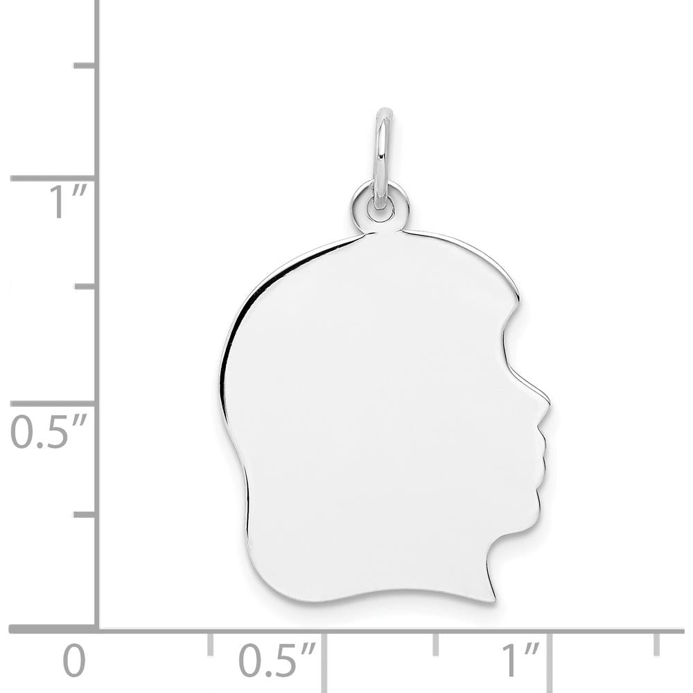 14K White Gold Girl Charm Pendant - Engravable Solid Gold Right-Facing Girl Pendant by Oro Pregiato