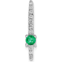 14K White Gold Graduated Diamond and Emerald Fancy Chain Slide - 0.178 Carat Emerald and 0.085 Carat Total Diamond Weight by Monteluci Fine Jewelry