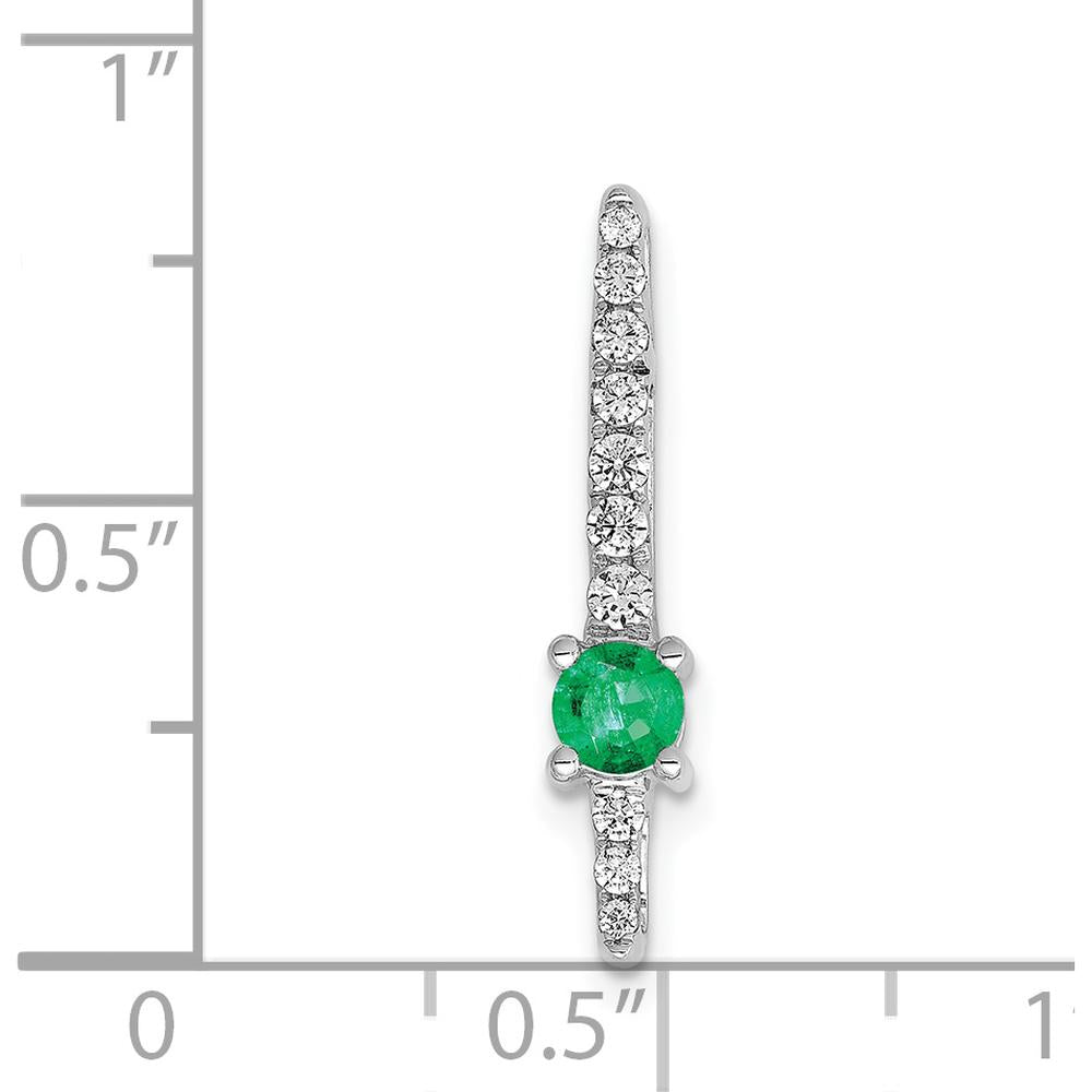 14K White Gold Graduated Diamond and Emerald Fancy Chain Slide - 0.178 Carat Emerald and 0.085 Carat Total Diamond Weight by Monteluci Fine Jewelry