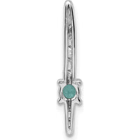 14K White Gold Graduated Diamond and Emerald Fancy Chain Slide - 0.178 Carat Emerald and 0.085 Carat Total Diamond Weight by Monteluci Fine Jewelry