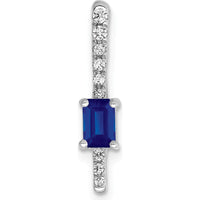 14K White Gold Graduated Diamond and Rectangle Sapphire Pendant - 0.24 Carat Sapphire, 0.06 Carat Total Diamond Weight by Monteluci Fine Jewelry