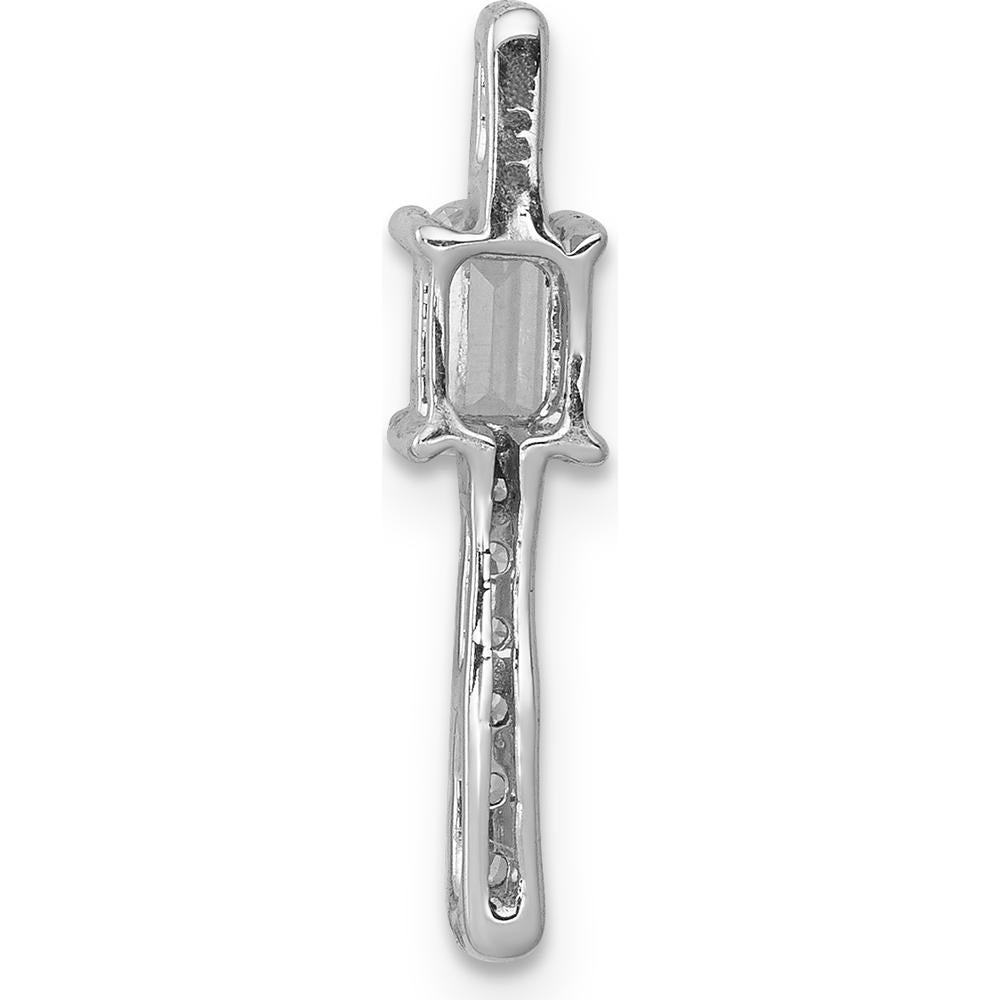 14K White Gold Graduated Diamond and Rectangle Sapphire Pendant - 0.24 Carat Sapphire, 0.06 Carat Total Diamond Weight by Monteluci Fine Jewelry
