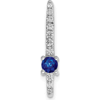 14K White Gold Graduated Diamond and Sapphire Fancy Chain Slide - 0.178 Carat Sapphire and 0.090 Carat Total Diamond Weight by Monteluci Fine Jewelry