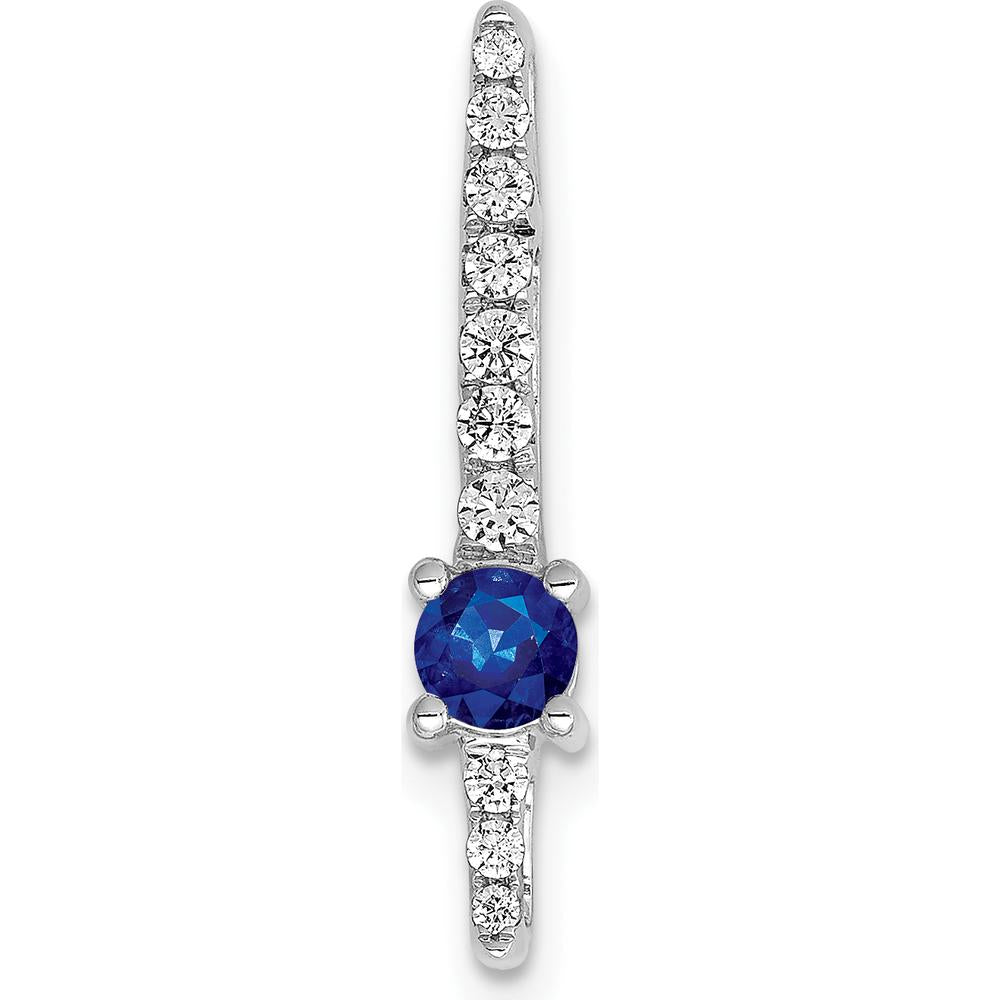 14K White Gold Graduated Diamond and Sapphire Fancy Chain Slide - 0.178 Carat Sapphire and 0.090 Carat Total Diamond Weight by Monteluci Fine Jewelry