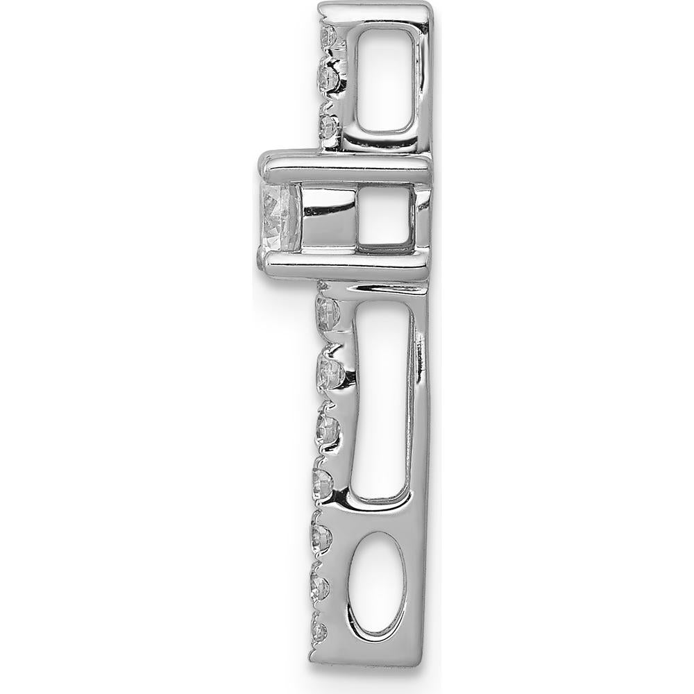 14K White Gold Graduated Diamond and Sapphire Fancy Chain Slide - 0.178 Carat Sapphire and 0.090 Carat Total Diamond Weight by Monteluci Fine Jewelry