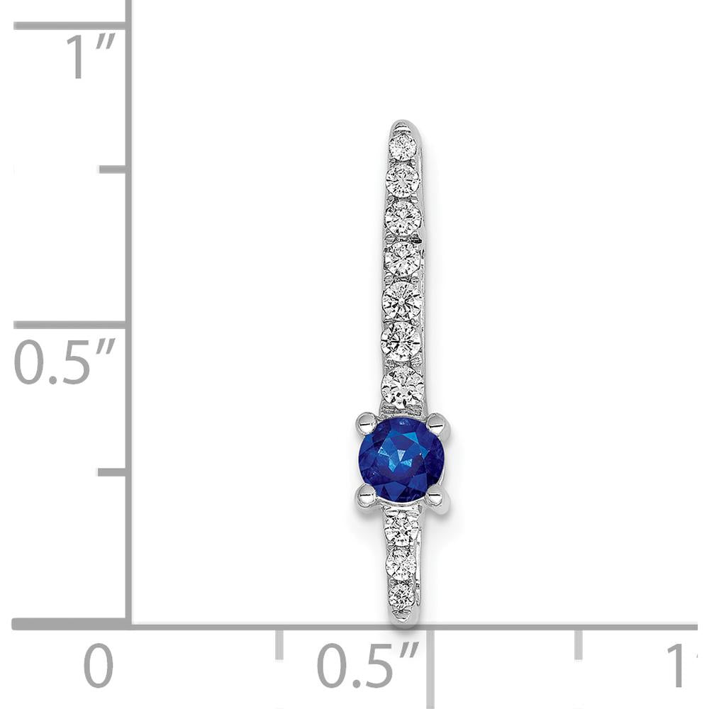 14K White Gold Graduated Diamond and Sapphire Fancy Chain Slide - 0.178 Carat Sapphire and 0.090 Carat Total Diamond Weight by Monteluci Fine Jewelry