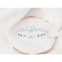 14K White Gold Graduated Diamond Engagement Ring with Round Brilliant Center Stone - 0.74 Carat Total Diamond Weight - Royal Jewelry