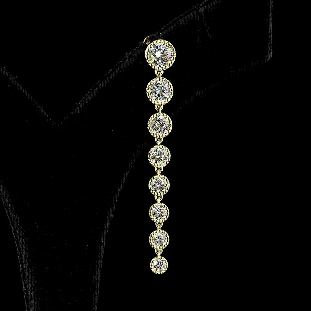 14K White Gold Graduated Drop Earrings with Bezel Set Round Lab Diamonds - 3.55 Carats Total Diamond Weight - Covaloro Fine Jewelry