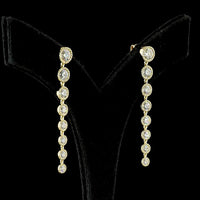 14K White Gold Graduated Drop Earrings with Bezel Set Round Lab Diamonds - 3.55 Carats Total Diamond Weight - Covaloro Fine Jewelry