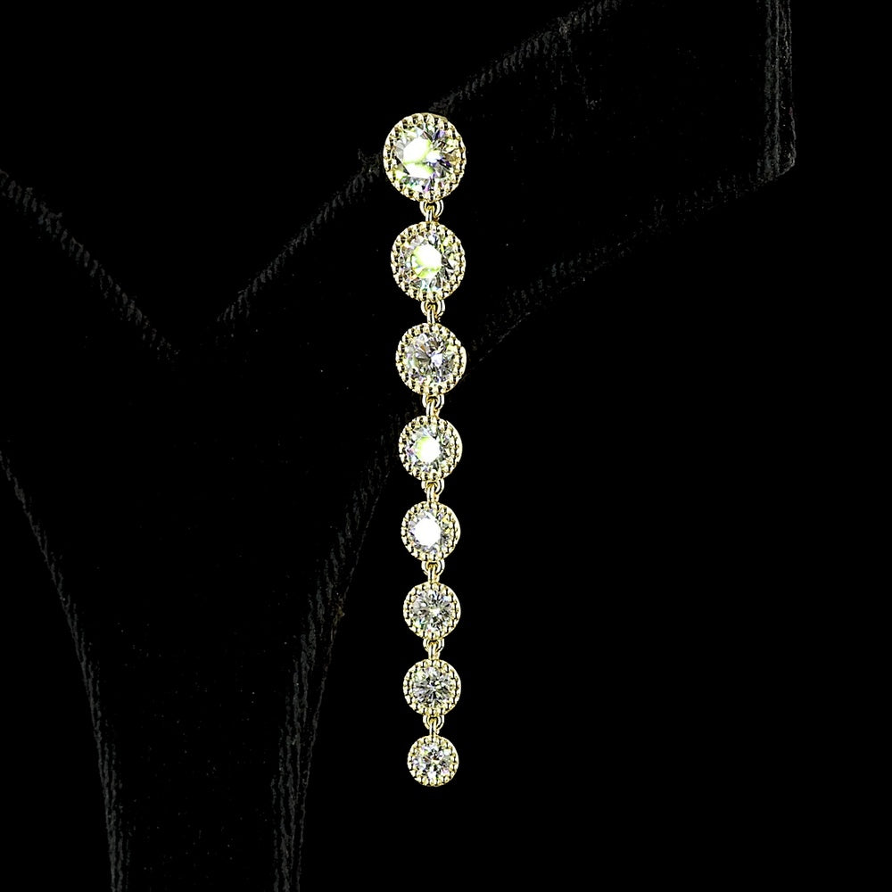 14K White Gold Graduated Drop Earrings with Bezel Set Round Lab Diamonds - 3.55 Carats Total Diamond Weight - Covaloro Fine Jewelry