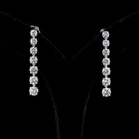 14K White Gold Graduated Drop Earrings with Prong Set Round Lab Diamonds - 4.55 Carats Total Diamond Weight - Covaloro Fine Jewelry