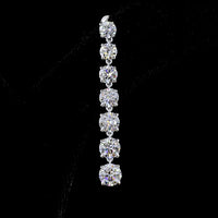 14K White Gold Graduated Drop Earrings with Prong Set Round Lab Diamonds - 4.55 Carats Total Diamond Weight - Covaloro Fine Jewelry