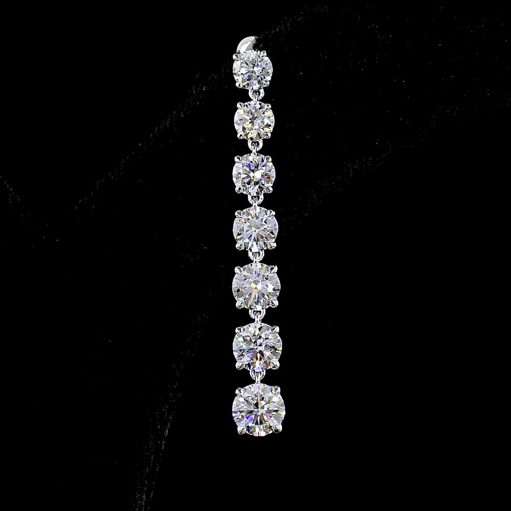 14K White Gold Graduated Drop Earrings with Prong Set Round Lab Diamonds - 4.55 Carats Total Diamond Weight - Covaloro Fine Jewelry