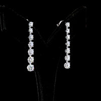 14K White Gold Graduated Drop Earrings with Prong Set Round Lab Diamonds - 4.55 Carats Total Diamond Weight - Covaloro Fine Jewelry
