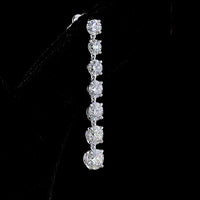 14K White Gold Graduated Drop Earrings with Prong Set Round Lab Diamonds - 4.55 Carats Total Diamond Weight - Covaloro Fine Jewelry