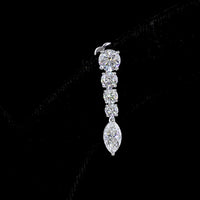 14K White Gold Graduated Drop Earrings with Round and Marquise Cut Lab Diamonds - 2.96 Carats Total Diamond Weight - Covaloro Fine Jewelry