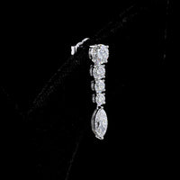 14K White Gold Graduated Drop Earrings with Round and Marquise Cut Lab Diamonds - 2.96 Carats Total Diamond Weight - Covaloro Fine Jewelry
