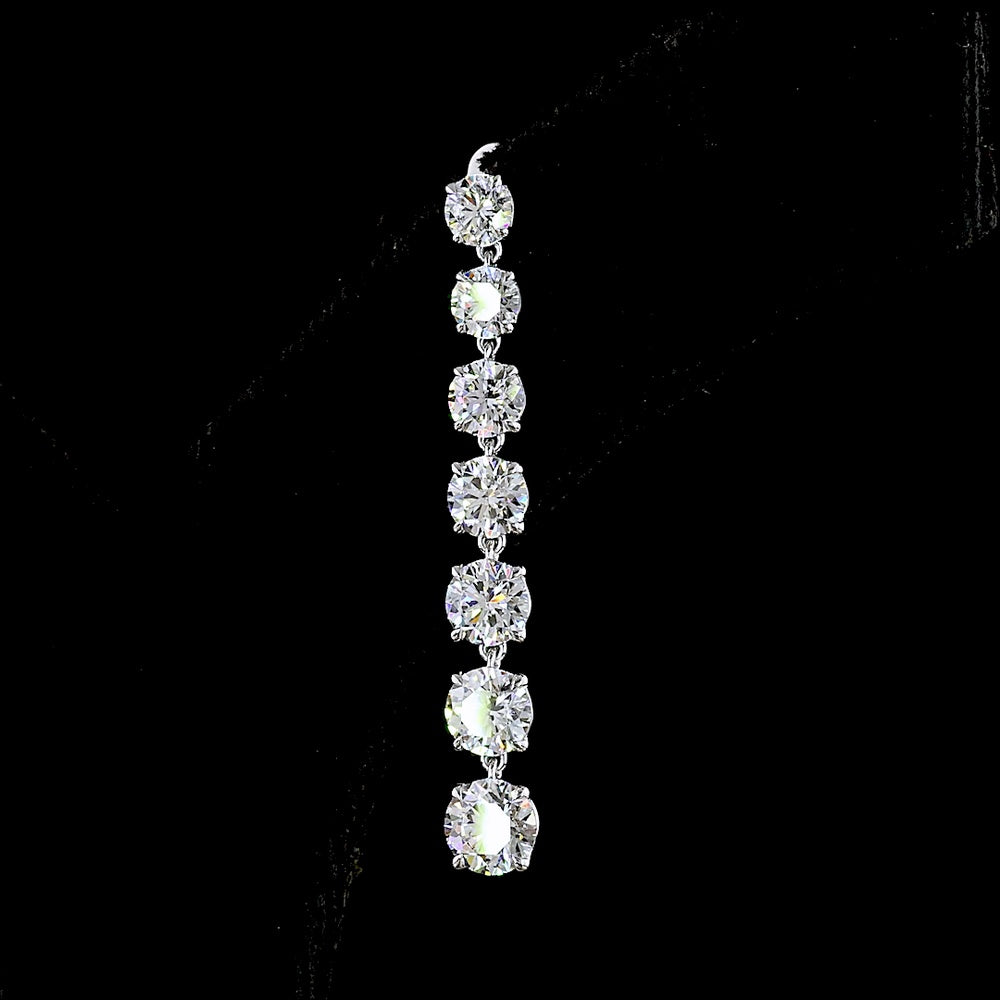 14K White Gold Graduated Drop Earrings with Round Brilliant Cut Lab Diamonds - 4.41 Carat Total Weight, E-F Color VS Clarity - Covaloro Fine Jewelry
