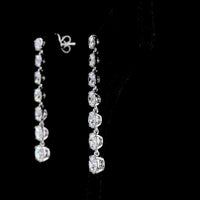 14K White Gold Graduated Drop Earrings with Round Brilliant Cut Lab Diamonds - 4.41 Carat Total Weight, E-F Color VS Clarity - Covaloro Fine Jewelry