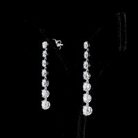 14K White Gold Graduated Drop Earrings with Round Brilliant Cut Lab Diamonds - 4.41 Carat Total Weight, E-F Color VS Clarity - Covaloro Fine Jewelry