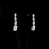 14K White Gold Graduated Hanging Earrings with Oval and Radiant Cut Lab Diamonds - 4.61 Carat Total Diamond Weight - Covaloro Fine Jewelry