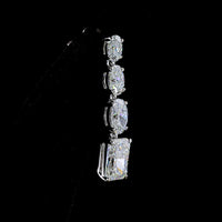 14K White Gold Graduated Hanging Earrings with Oval and Radiant Cut Lab Diamonds - 4.61 Carat Total Diamond Weight - Covaloro Fine Jewelry