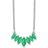 14K White Gold Graduated Marquise Emerald Necklace with Rhodium Finish - 0.47 Carat Total Emerald Weight by Lumare Gioia