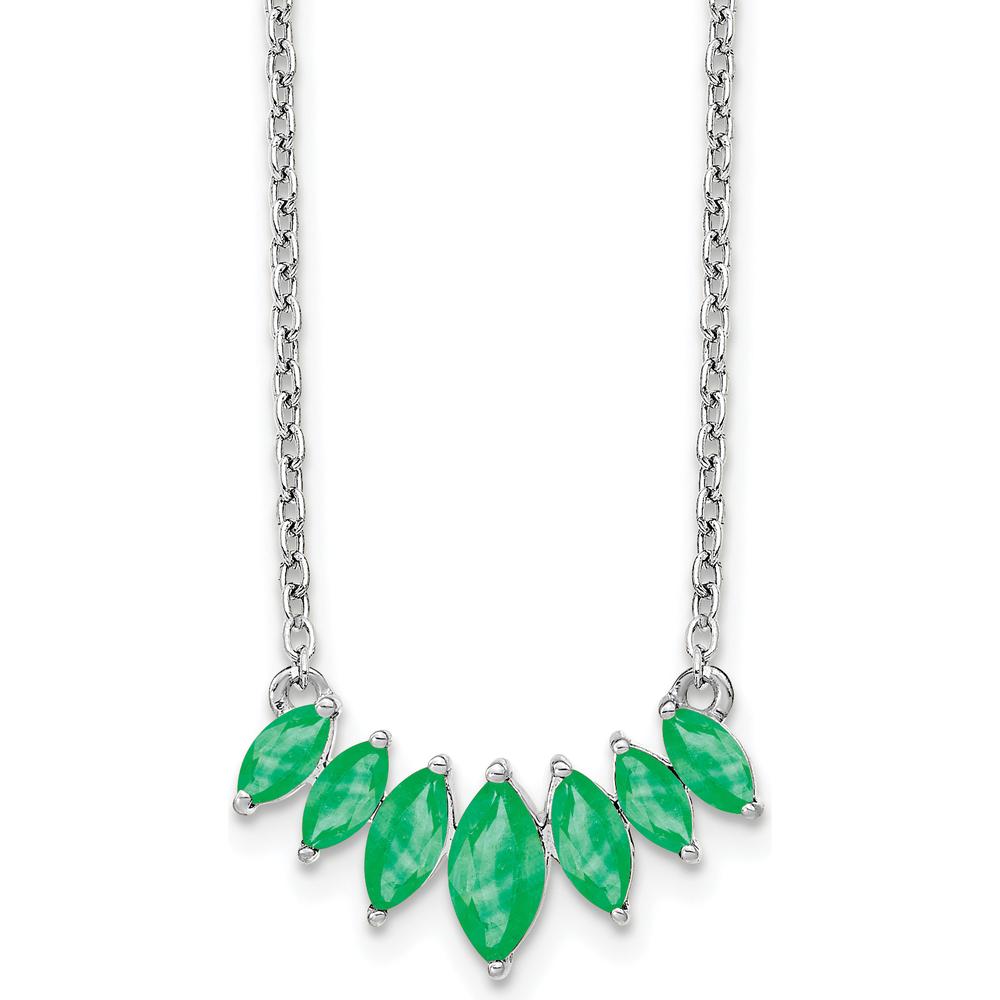 14K White Gold Graduated Marquise Emerald Necklace with Rhodium Finish - 0.47 Carat Total Emerald Weight by Lumare Gioia