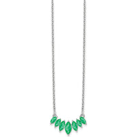 14K White Gold Graduated Marquise Emerald Necklace with Rhodium Finish - 0.47 Carat Total Emerald Weight by Lumare Gioia