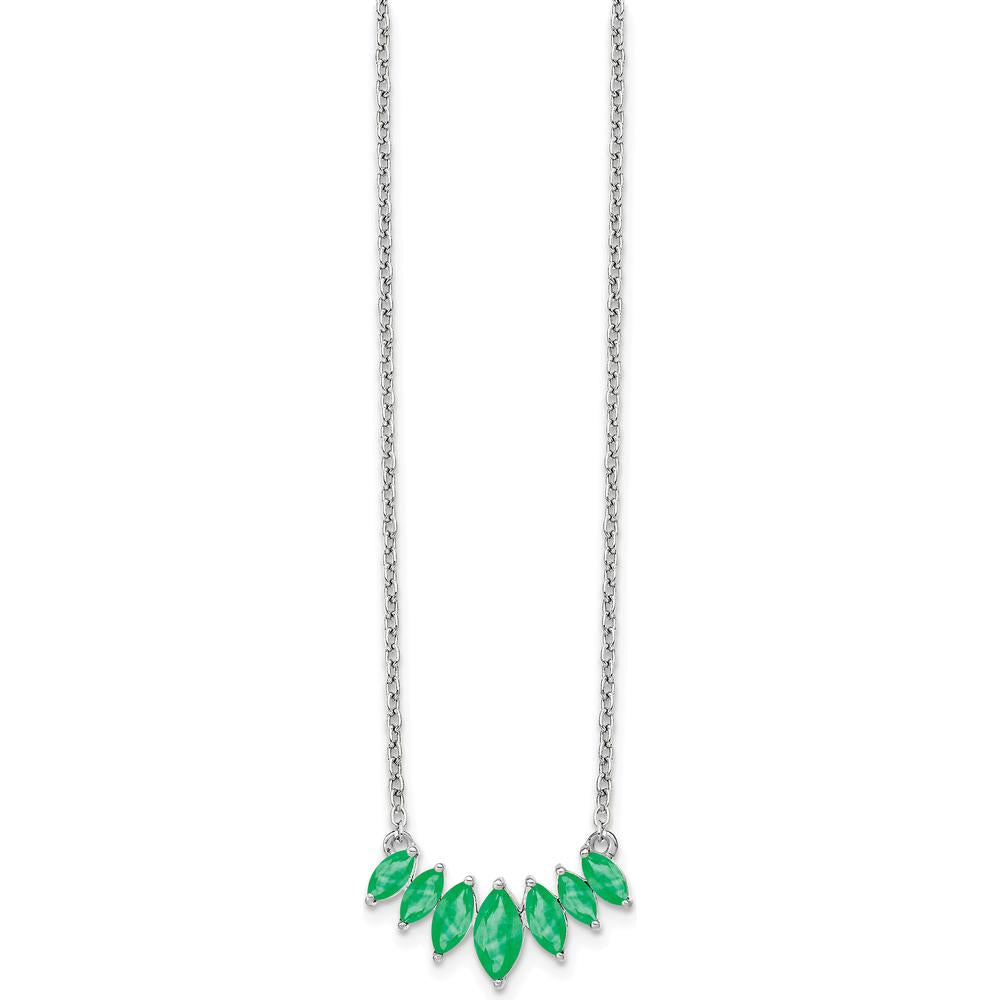 14K White Gold Graduated Marquise Emerald Necklace with Rhodium Finish - 0.47 Carat Total Emerald Weight by Lumare Gioia