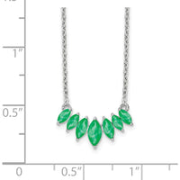14K White Gold Graduated Marquise Emerald Necklace with Rhodium Finish - 0.47 Carat Total Emerald Weight by Lumare Gioia