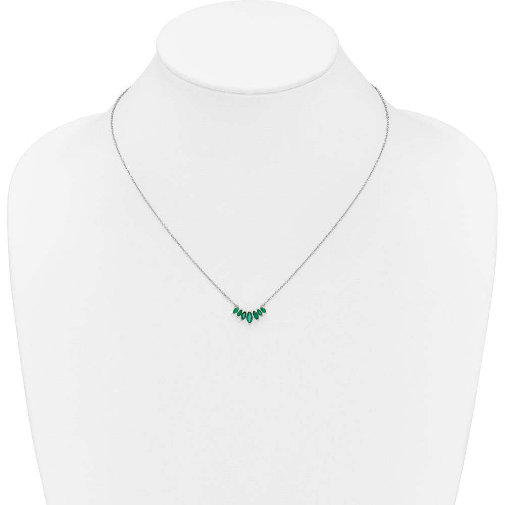 14K White Gold Graduated Marquise Emerald Necklace with Rhodium Finish - 0.47 Carat Total Emerald Weight by Lumare Gioia