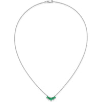 14K White Gold Graduated Marquise Emerald Necklace with Rhodium Finish - 0.47 Carat Total Emerald Weight by Lumare Gioia