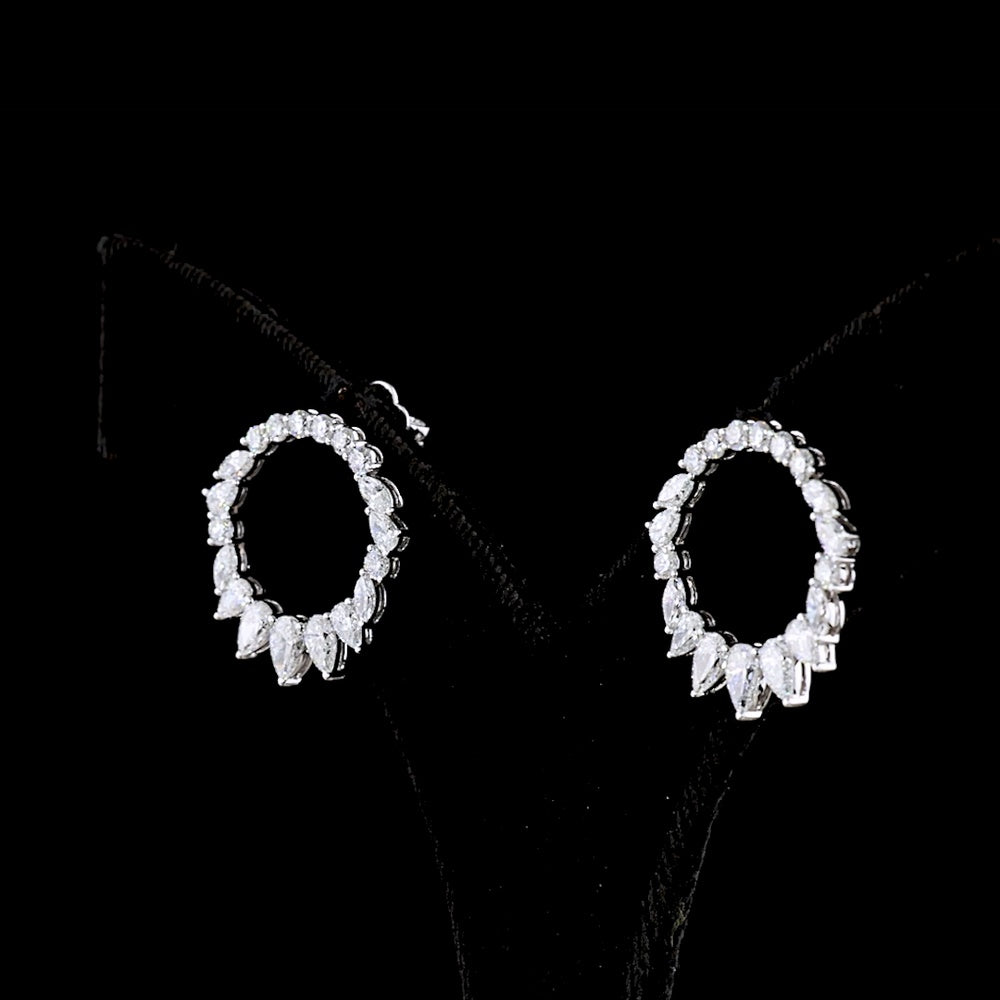 14K White Gold Graduated Pear-Shape Diamond Crawler Earrings with Mixed Shape Lab Diamonds - 2.65 Carats Total Diamond Weight - Covaloro Fine Jewelry