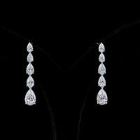 14K White Gold Graduated Pear Shape Lab Diamond Drop Earrings with Prong Setting - 6.15 Carat Total Diamond Weight - Covaloro Fine Jewelry