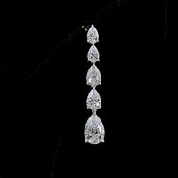 14K White Gold Graduated Pear Shape Lab Diamond Drop Earrings with Prong Setting - 6.15 Carat Total Diamond Weight - Covaloro Fine Jewelry