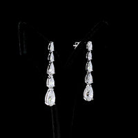 14K White Gold Graduated Pear Shape Lab Diamond Drop Earrings with Prong Setting - 6.15 Carat Total Diamond Weight - Covaloro Fine Jewelry