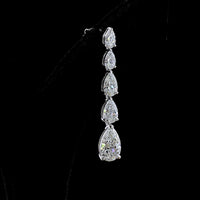 14K White Gold Graduated Pear Shape Lab Diamond Drop Earrings with Prong Setting - 6.15 Carat Total Diamond Weight - Covaloro Fine Jewelry