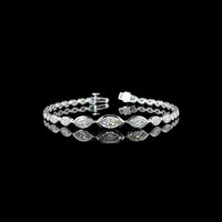 14K White Gold Graduated Riviera Bracelet with Bezel Set East-West Marquise Cut Lab Diamonds - 4.25 Carats Total Diamond Weight - Covaloro Fine Jewelry
