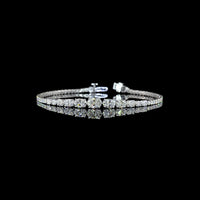 14K White Gold Graduated Riviera Bracelet with East-West Oval Cut Lab Diamonds - 4.27 Carat Total Weight - Covaloro Fine Jewelry
