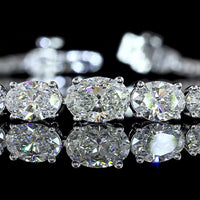 14K White Gold Graduated Riviera Bracelet with East-West Oval Cut Lab Diamonds - 4.27 Carat Total Weight - Covaloro Fine Jewelry