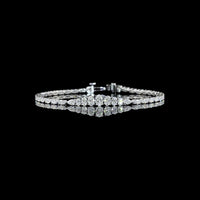 14K White Gold Graduated Riviera Bracelet with Mixed Oval and Round Lab Diamonds - 3.51 Carat Total Weight - Covaloro Fine Jewelry