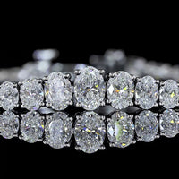 14K White Gold Graduated Riviera Bracelet with Mixed Oval and Round Lab Diamonds - 3.51 Carat Total Weight - Covaloro Fine Jewelry