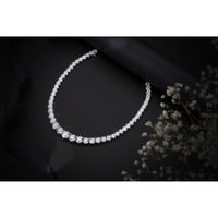 14K White Gold Graduated Riviera Necklace with 49 Old European Cut Lab Diamonds - 106.41 Carats Total Weight, Featuring a 7.17 Carat Center Stone - Covaloro Fine Jewelry