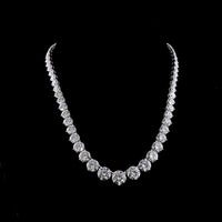 14K White Gold Graduated Riviera Necklace with 64 Brilliant Round Lab Diamonds - 68.51 Carat Total Weight - Covaloro Fine Jewelry